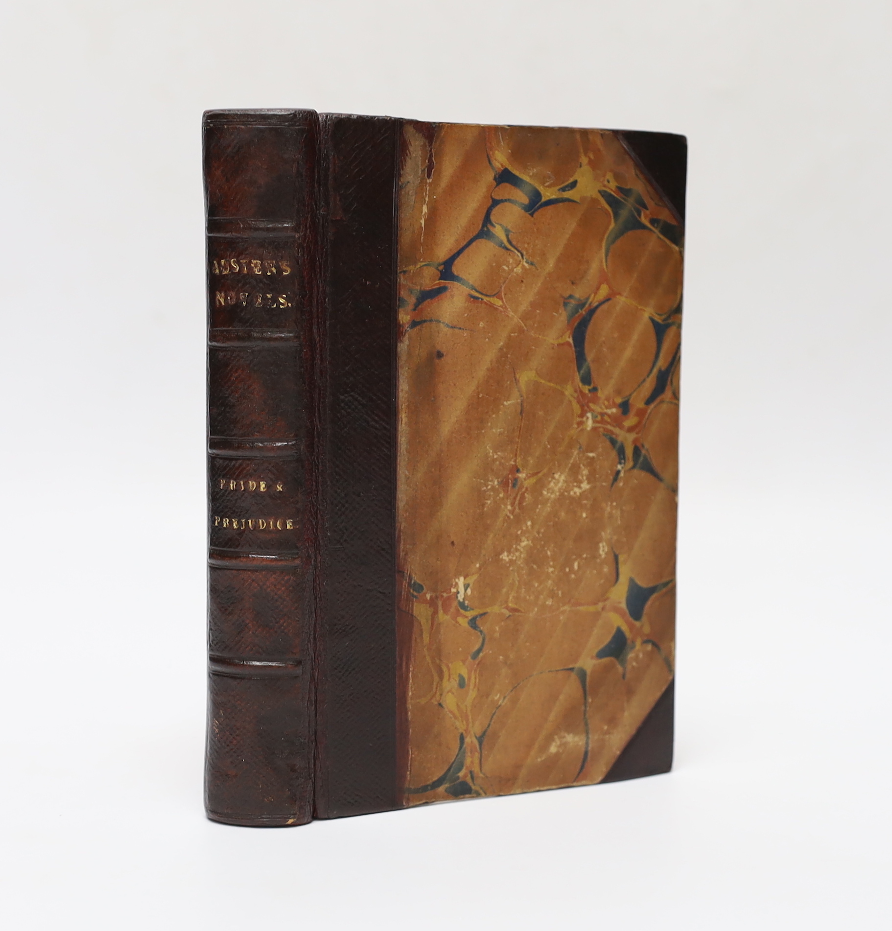 Austen, Jane - Pride and Prejudice, A Novel [Standard Novels series , vol. XXX], 8vo, red morocco, with marbled boards, engraved frontispiece and vignette title by William Greatbach after Ferdinand Pickering, with letter